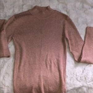Pink with gold threaded turtle neck